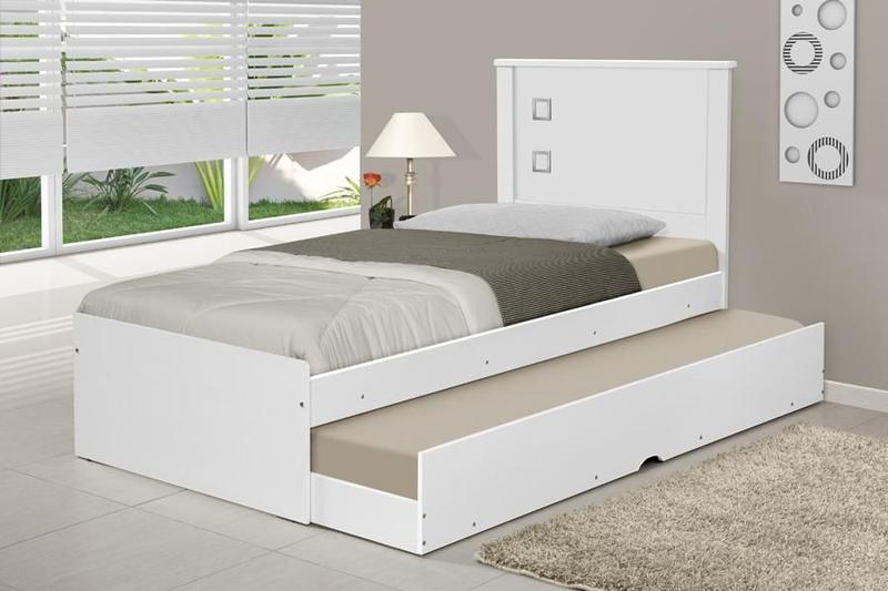 Imagem de Cama de Solteiro Bibox Barcelona Branco - Tebarrot