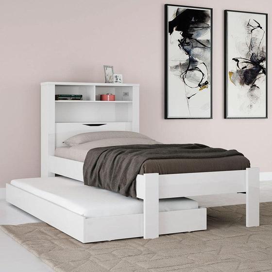 Cama De Solteiro Bicama Com Cabeceira E Baú Acoplado + Cama Auxiliar Moderna Espaçosa Para Quarto Inv é boa?
