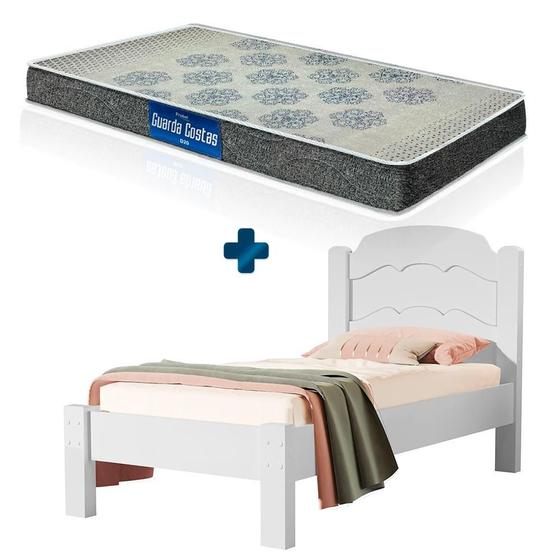 Imagem de Cama de Solteiro Branco Basoto Lais Com Colchão Probel D20