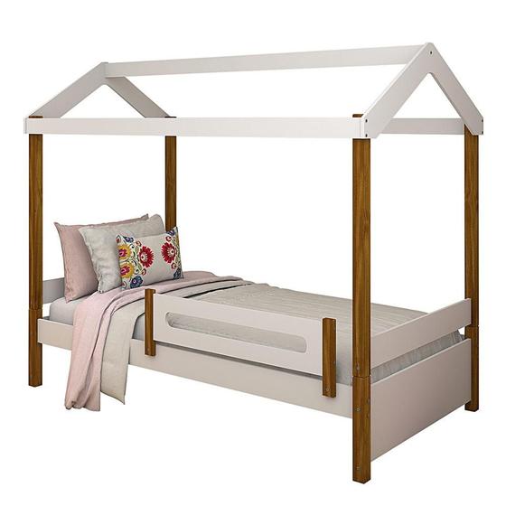 Imagem de Cama de solteiro casinha montessoriana Elis Divaloto Branco e Mel