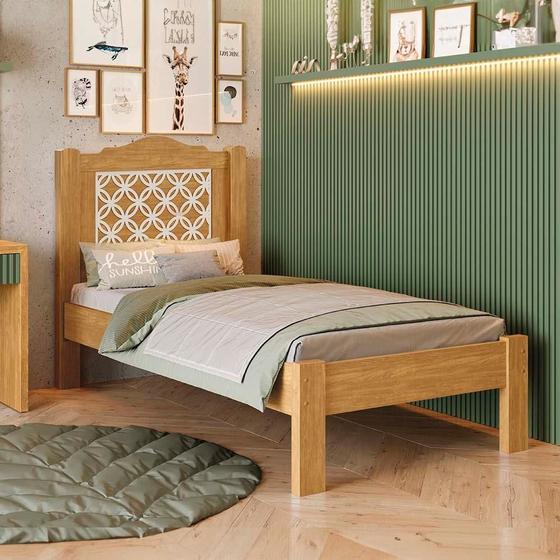 Imagem de Cama De Solteiro Com Cabeceira 100% MDF Cinamomo Off White Flex Munique Fênix