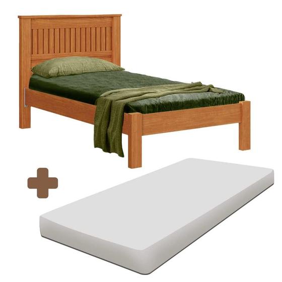 Imagem de Cama De Solteiro Com Cabeceira 100% MDF Com Colchão Nature Mônaco Fênix