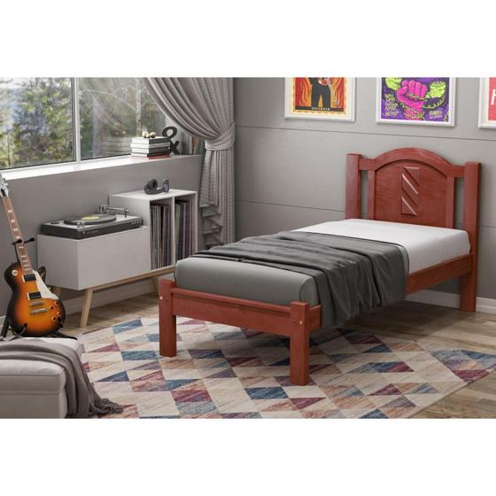 Cama de Solteiro em Madeira Grécia 0,88 0,98 - Mogno Menor preço em Cama de Solteiro em Madeira Grécia 0,88 0,98 - Mogno