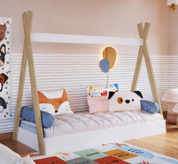 Imagem de Cama de Solteiro Infantil Cabana Com Colchão CCM004 Linha Infanto Completa Móveis