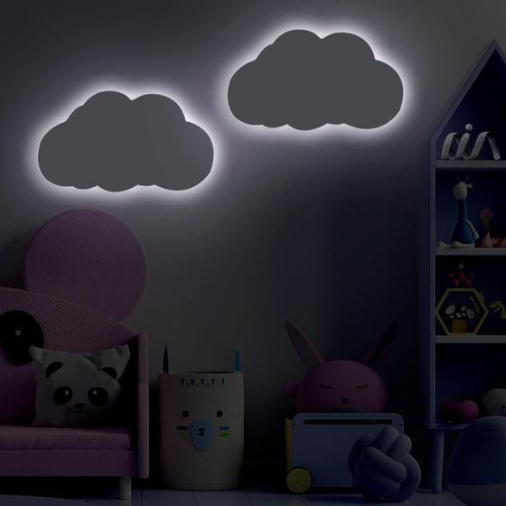 Imagem de Cama De Solteiro Infantil Com Baú Escada E 2 Luminárias Nuvem Maia Branco Divaloto