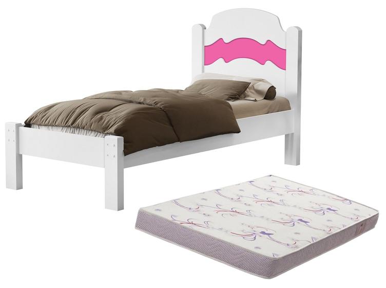 Imagem de cama de solteiro iris tradicional mdf reforçada para quarto com colchao incluso