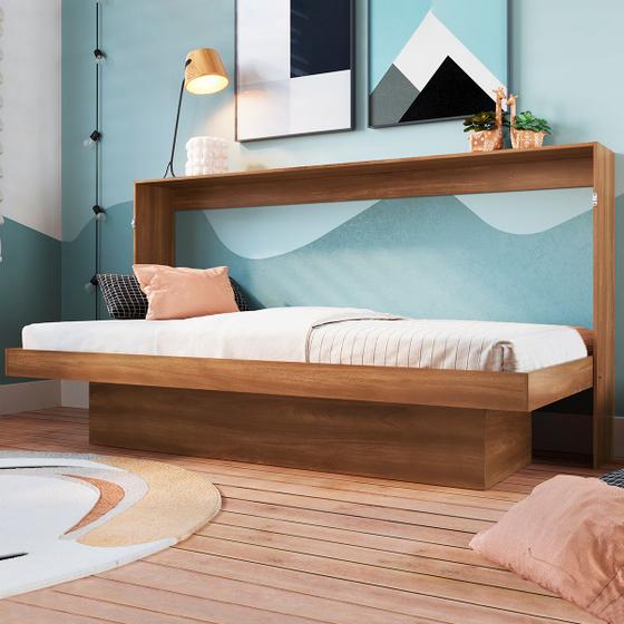 Cama de Solteiro Latino Articulável com Mesa de Estudo Nogal - Art In Móveis Menor preço em Cama de Solteiro Latino Articulável com Mesa de Estudo Nogal - Art In Móveis