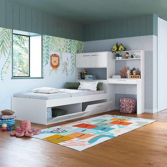 Imagem de Cama De Solteiro Multifuncional Com 4 Portas Branco Tokkio Art In Móveis