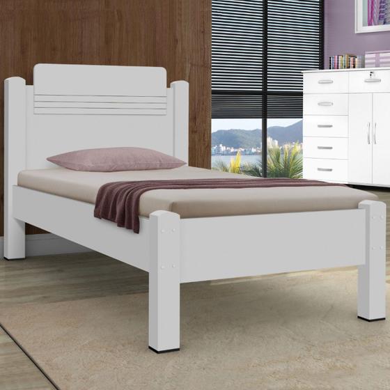 Imagem de Cama De Solteiro Paris 100% Mdf 258201 Branco - Gabrielli Móveis