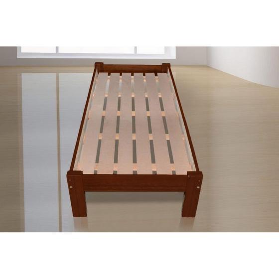 Cama de Solteiro Turca de Madeira Maciça Angelim Pedra/Tauari - Cor Castanho Menor preço em Cama de Solteiro Turca de Madeira Maciça Angelim Pedra/Tauari - Cor Castanho