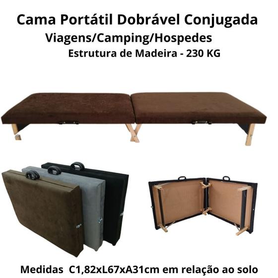 Imagem de Cama Dobrável Portátil Conjugada Premium  Viagem/Camping/Alojamentos/Hospedes/Pousadas  - 230KG - ARTPUFF DO BRASIL