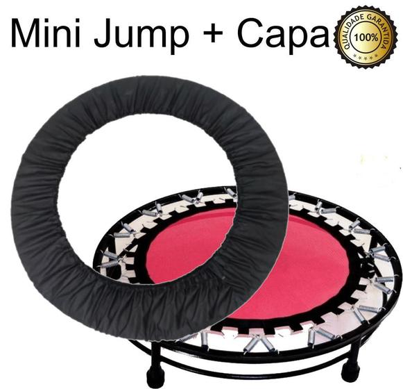 Imagem de Cama Elástica Mini Jump Profissional Rosa + Capa Preta+Corda