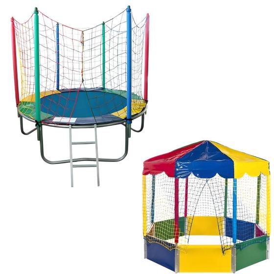 Imagem de Cama Elástica Pula Pula Trampolim 1,83m + Piscina de Bolinhas Oitavada 2,00m Premium Infantil