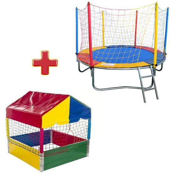 Imagem de Cama Elástica Pula Pula Trampolim 2,30m + Piscina de Bolinhas Quadrada 1,00m Premium Infantil Rotoplay Brinquedos