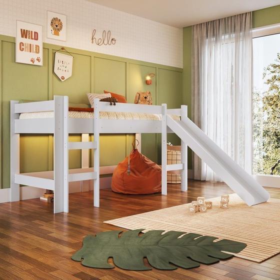 Imagem de Cama Elevada com Escorregador sem Cortina com Colchão Incluso