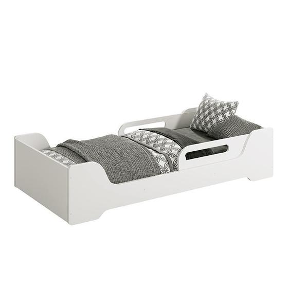 Imagem de Cama Evolutiva 2 em 1 Zaki Branco Fosco com Proteção Lateral Usinada - Reller Móveis