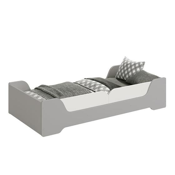 Imagem de Cama Evolutiva 2 em 1 Zaki Cinza Fosco com Proteção Lateral Lisa - Reller Móveis