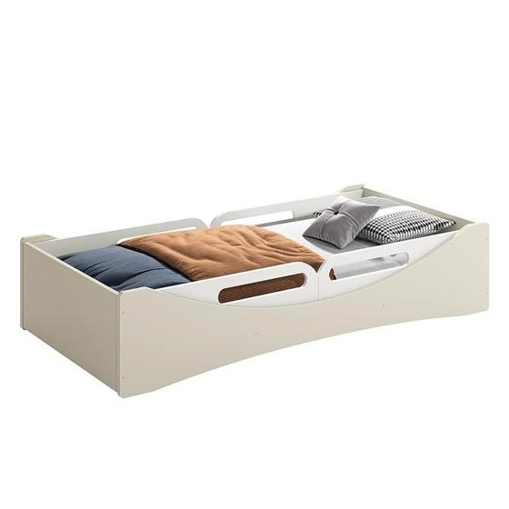 Imagem de Cama Evolutiva Luna Areia Fosco com 2 Kits Proteção Lateral Usinada - Reller Móveis
