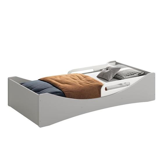 Imagem de Cama Evolutiva Luna Cinza Fosco, Proteção Lateral Usinada e Colchão D20 - Reller Móveis