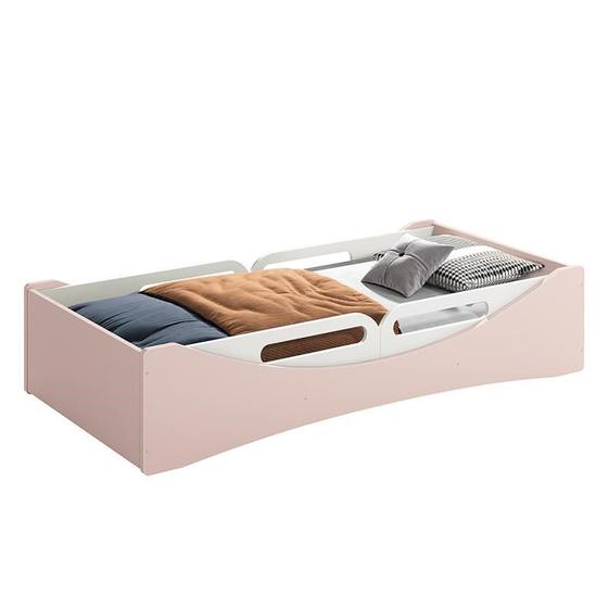 Imagem de Cama Evolutiva Luna Rosa Fosco com 2 Kits Proteção Lateral Usinada e Colchão D33 - Reller Móveis