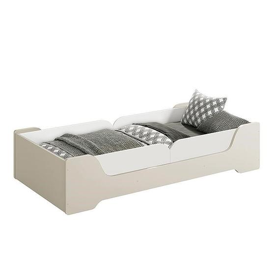 Imagem de Cama Evolutiva Zaki Areia Fosco com 2 Kits Proteção Lateral Lisa e Colchão D20 - Reller Móveis