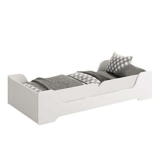 Imagem de Cama Evolutiva Zaki Branco Fosco com Proteção Lateral Lisa e Colchão D33 - Reller Móveis