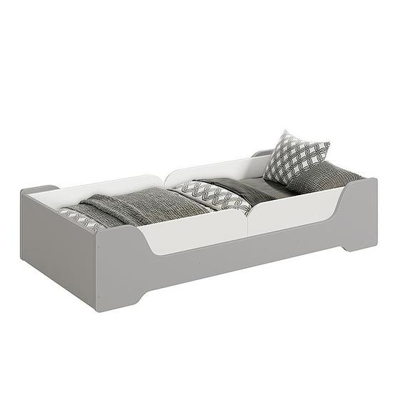 Imagem de Cama Evolutiva Zaki Cinza Fosco com 2 Kits Proteção Lateral Lisa e Colchão D33 - Reller Móveis