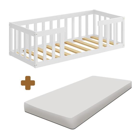 Imagem de Cama Fazenda Infantil Branco Com Colchão Montessoriana Nemargi