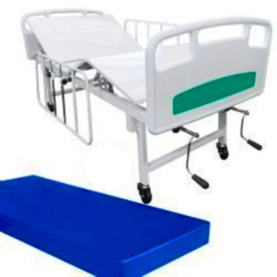 Imagem de Cama Hospitalar Manual 2 Manivelas 6 Movimentos + Colchão D28