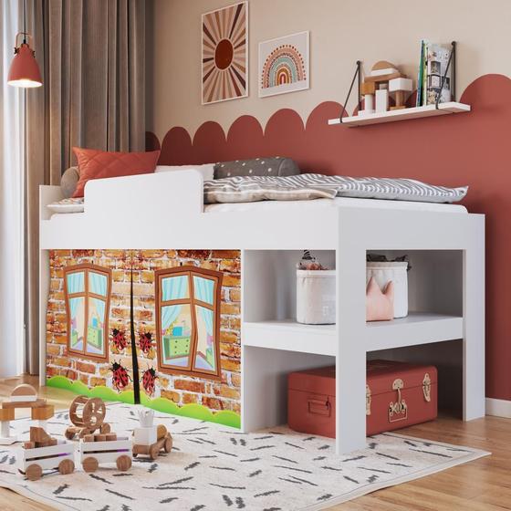 Cama Infantil 93cm c/ Protetor e Cortina CM3090 Art in Móveis Menor preço em Cama Infantil 93cm c/ Protetor e Cortina CM3090 Art in Móveis