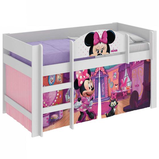 Imagem de Cama Infantil Alta Minnie Disney Play Pura Magia Branco