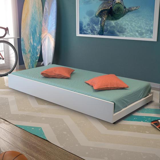 Cama Infantil Auxiliar Com Rodízios 100% Mdf 910 Branco - Foscarini Menor preço em Cama Infantil Auxiliar Com Rodízios 100% Mdf 910 Branco - Foscarini