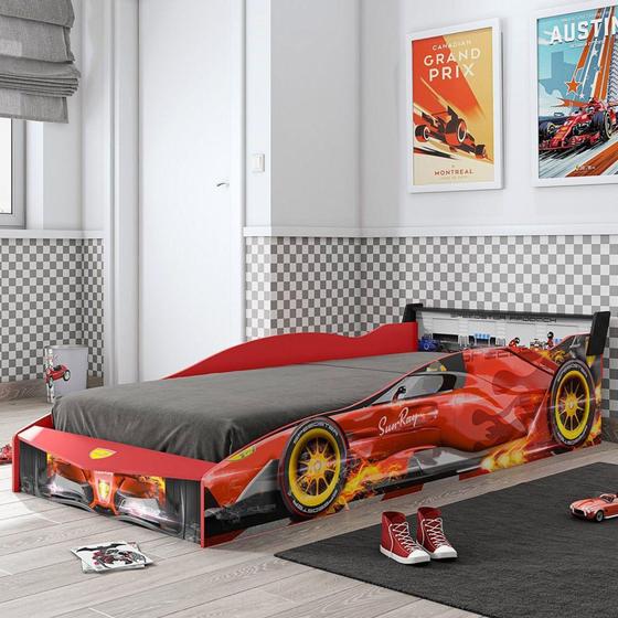 Imagem de Cama Infantil Carro Speedster Plus Pura Magia Vermelho/Preto/Amarelo