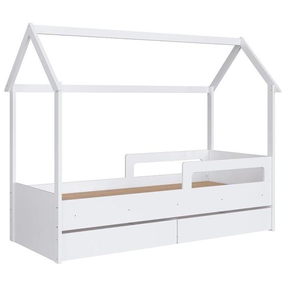 Imagem de Cama Infantil Casinha Com 2 Gavetas Infix C06 Branco - Mpozenato