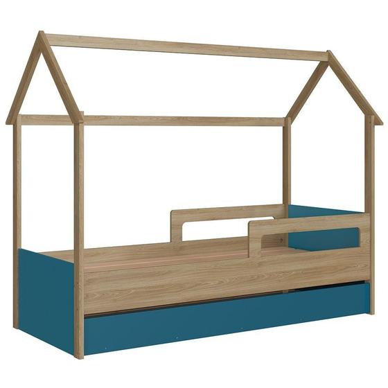 Imagem de Cama Infantil Casinha Com Auxiliar Infix C06 Aveiro/azul - Mpozenato