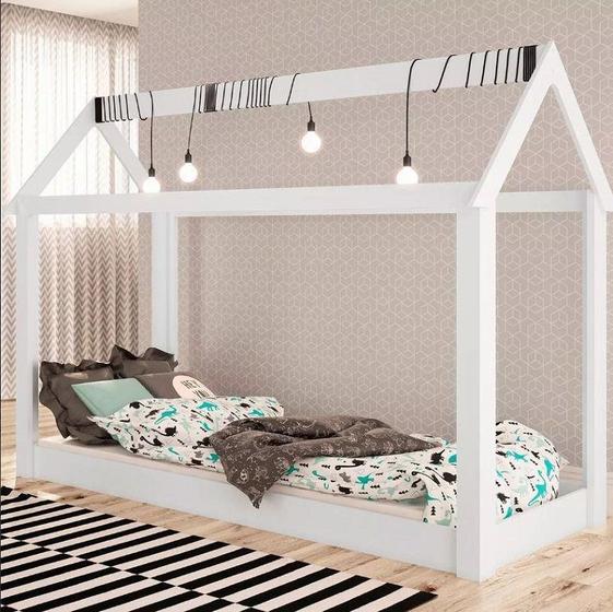 Imagem de Cama Infantil Casinha P/ Quarto Montessoriana Branco