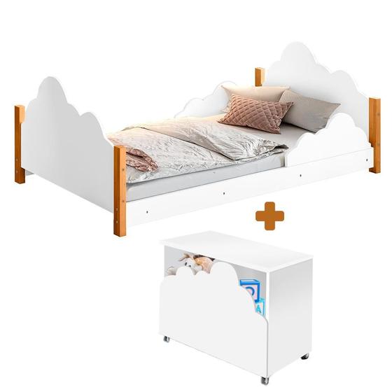 Imagem de Cama Infantil Com Baú Nuvem Branco Cristal Divaloto