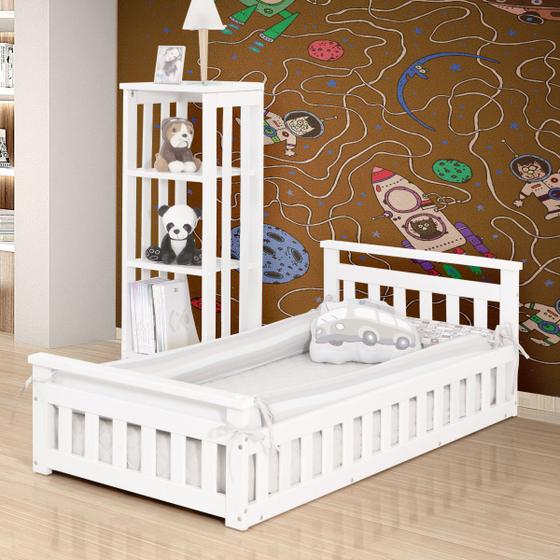 Imagem de Cama Infantil com Grade Bella Branco + Colchão