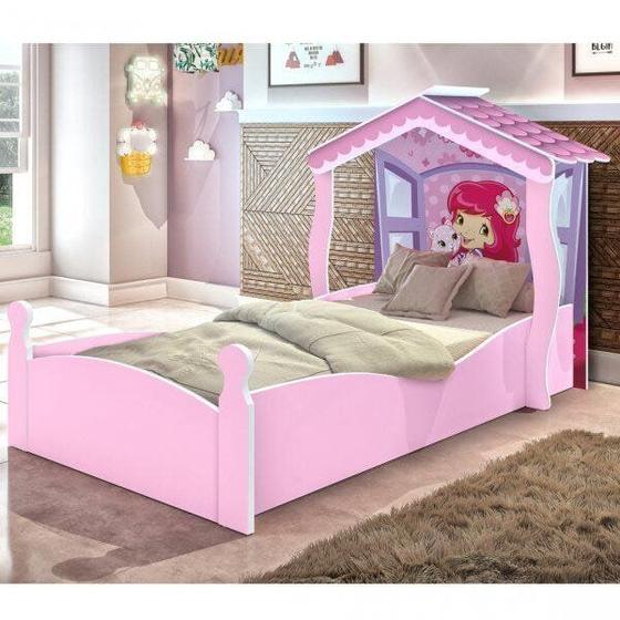 Imagem de Cama Infantil com Proteção Lateral Casa Moranguinho J&A Móveis