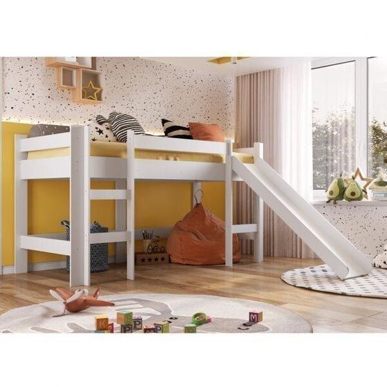 Cama Infantil Elevada com Escorregador Completa Móveis Menor preço em Cama Infantil Elevada com Escorregador Completa Móveis