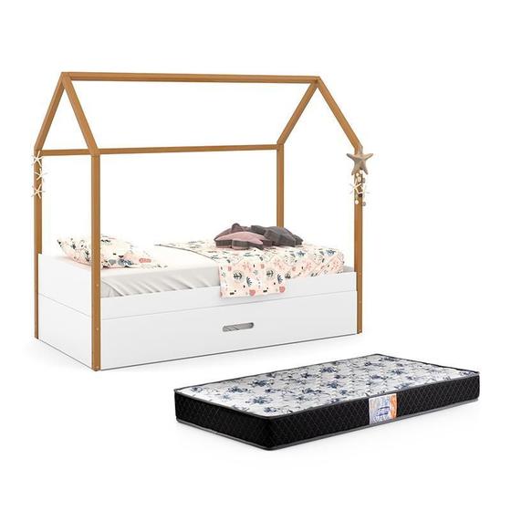 Imagem de Cama Infantil Kids Liv com Auxiliar New e 2 Colchões Supreme D33 Freijó - Matic Móveis