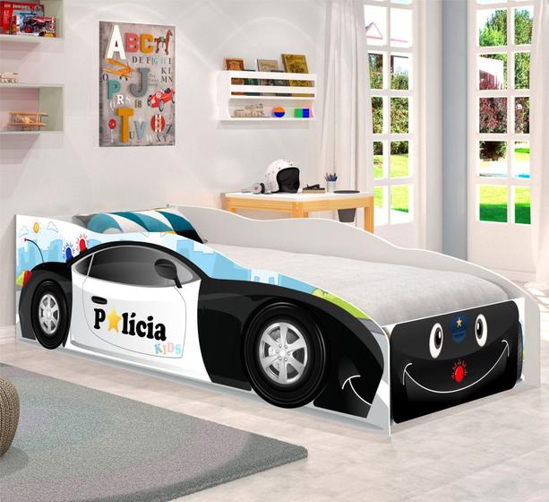 Cama Infantil Kids Speciale Carro Polícia Baby com Colchão Menor preço em Cama Infantil Kids Speciale Carro Polícia Baby com Colchão