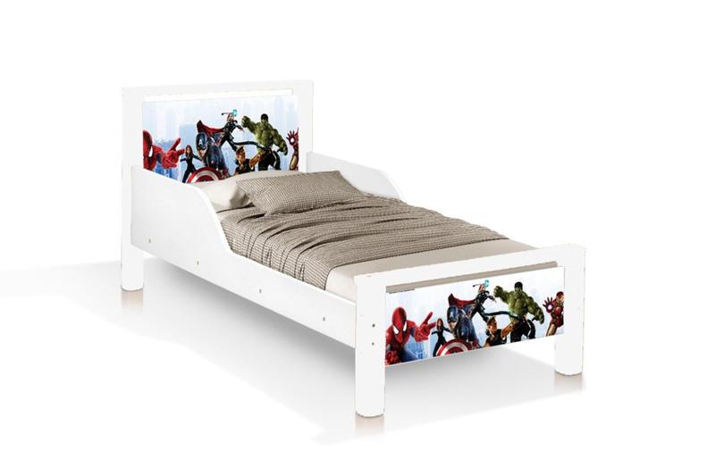Imagem de cama infantil meli vingadores com proteção lateral
