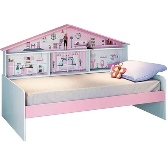 Imagem de Cama Infantil Menina Casa de Boneca Diversão Cor Branco com Rosa - Pura Magia