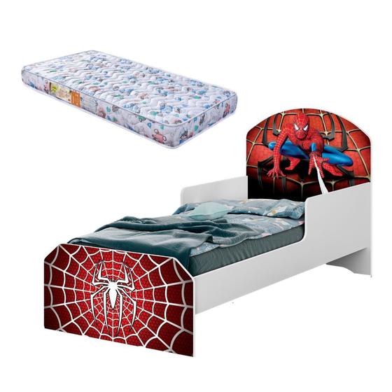 Imagem de Cama Infantil Mini Com Colchão Menino Adesivada Spider Man