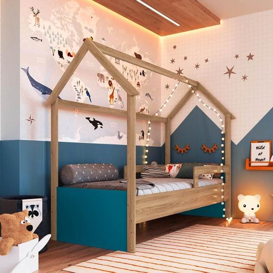 Imagem de Cama Infantil Montessoriana 2 Alturas Estilo Casinha 201cm