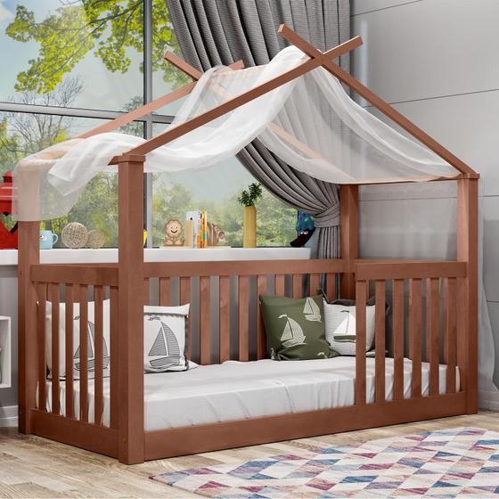 Imagem de Cama infantil montessoriana casinha - mogno