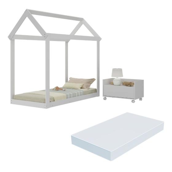 Imagem de Cama Infantil Montessoriana com Colchão Incluso e Mesa de Cabeceira Bambolê Multimóveis MX4286