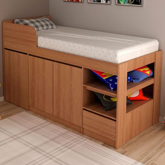 Cama Infantil Multifuncional 2 Portas com Escrivaninha Amêndoa - Tecno Mobili Menor preço em Cama Infantil Multifuncional 2 Portas com Escrivaninha Amêndoa - Tecno Mobili