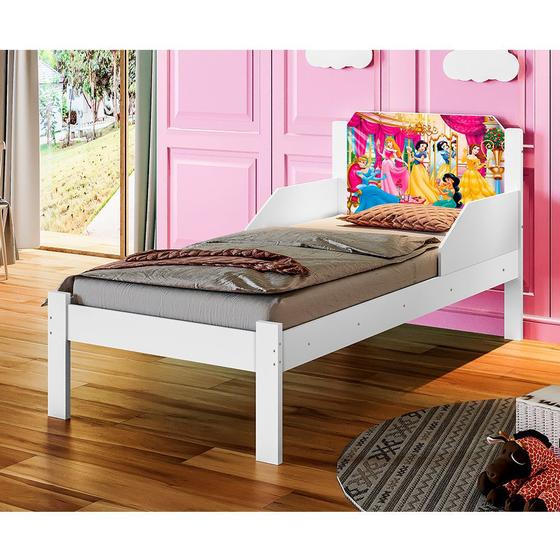 Imagem de Cama Infantil Solteiro Adesivada Princesas - Branco